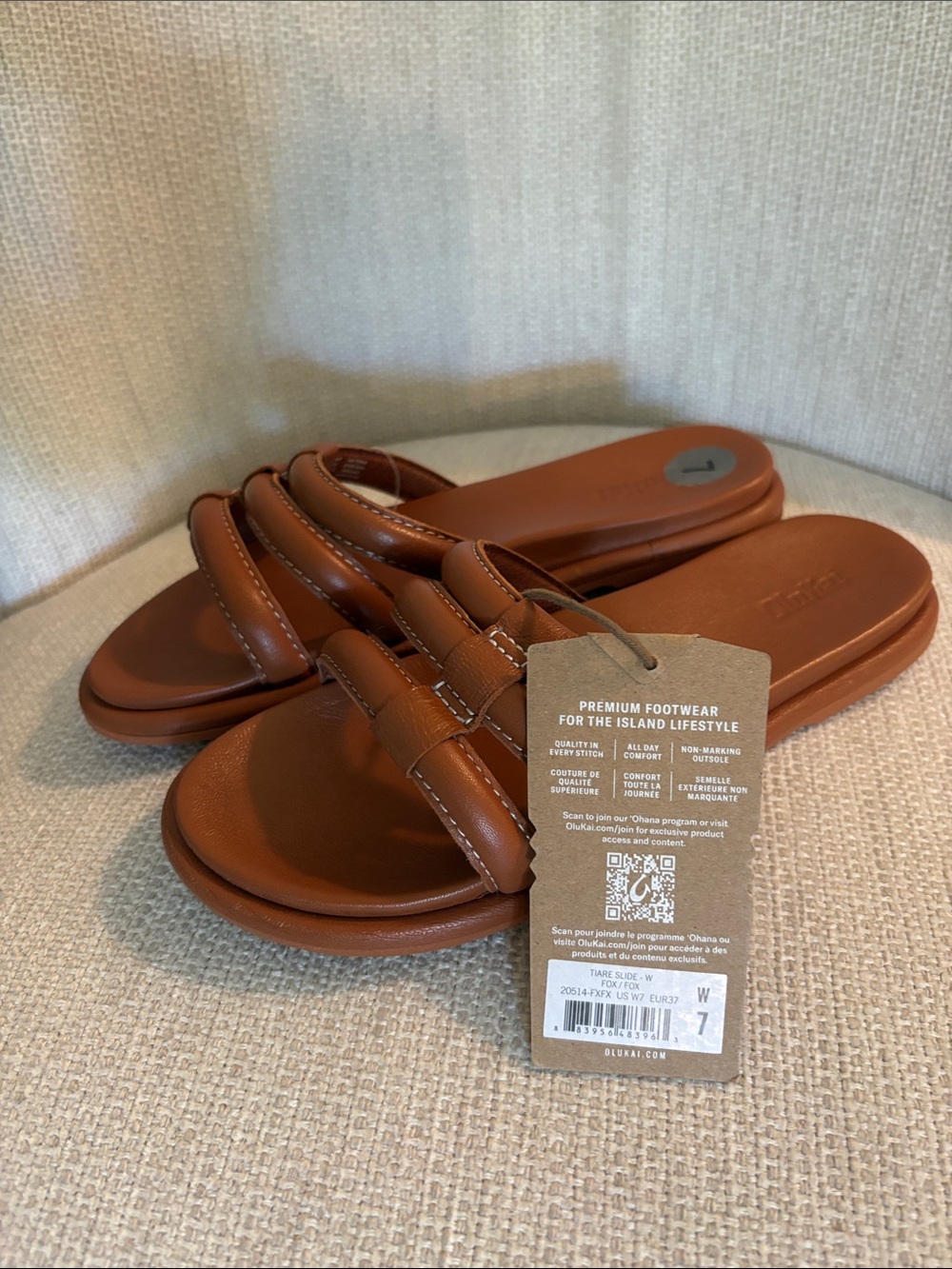OluKai Women's Brown Slide Sandals - Padded Crisscross Straps